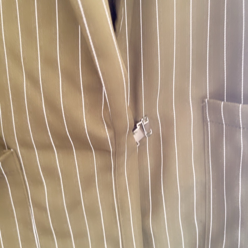 Olive Pinstripe Women's Trench Coat - Picture 5 of 6